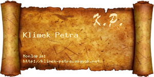Klimek Petra névjegykártya